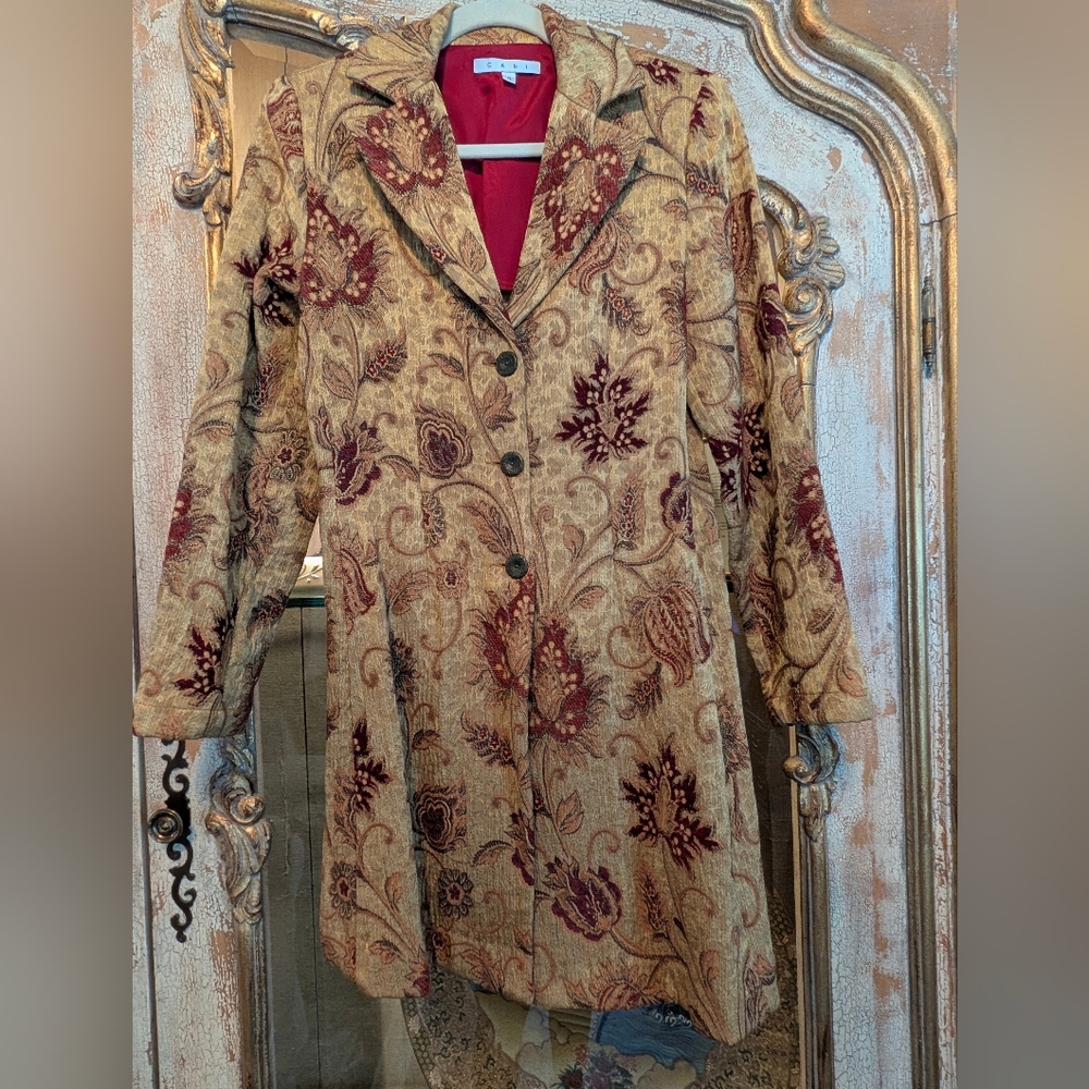CAbi Tapestry Gold Brocade Guinevere Coat - Picture 6 of 7